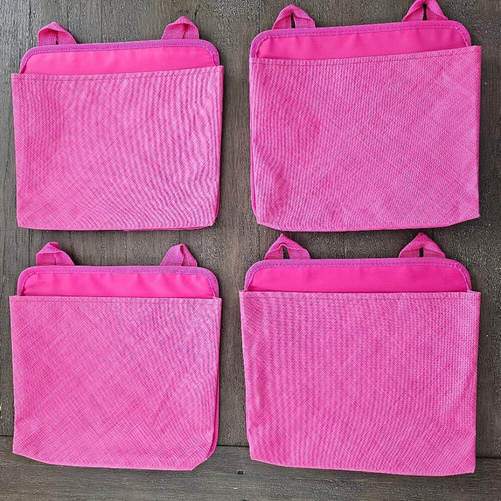 Thirty-One Bundle 4 Pink Cross Pop Snap Pockets + 5 Oh-Snap Bins (Preppy & Pink)